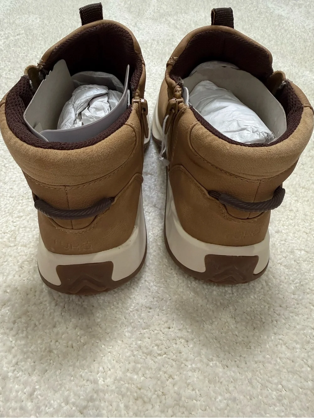 Ryka Embrace Water Repellent Ankle Boots Sneaker Booties Tan Casual Size 8